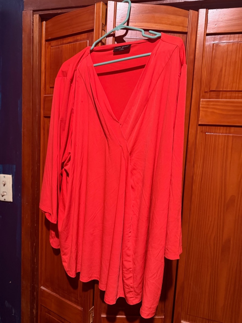 Lane Bryant Bright Red V-Neck Tunic Top